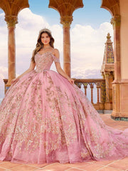 Stunning Embellished Long Train Sleeveless Quinceanera Dress
