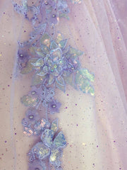 3D-Floral Long Sleeve Laced Back Tulle Capped Quinceanera Ball Gown