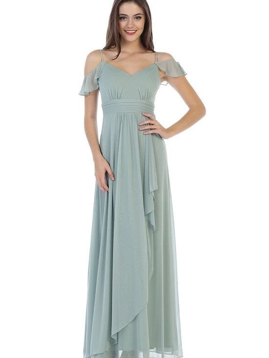 Classic Sweetheart Ruched Panels Draped Sleeves Bridesmaid Dress