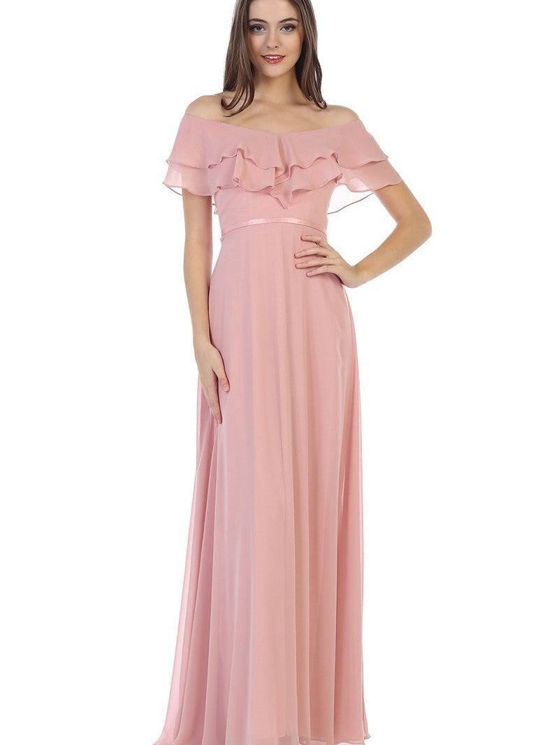 Sweetheart Off The Shoulder Draped Sleeves Classy Bridesmaid Dress