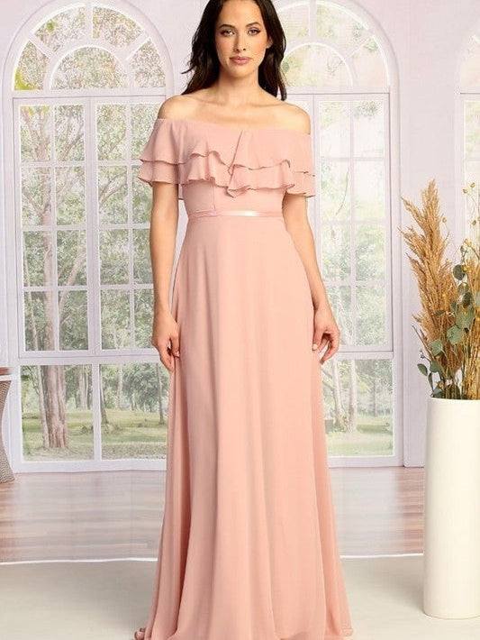 Sweetheart Off The Shoulder Draped Sleeves Classy Bridesmaid Dress