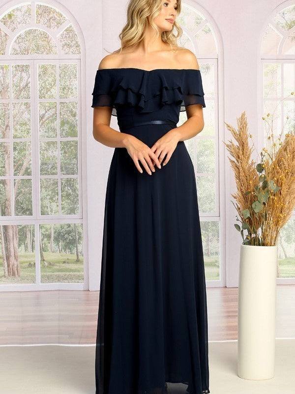 Sweetheart Off The Shoulder Draped Sleeves Classy Bridesmaid Dress