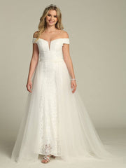 Stunning Off The Shoulder Sweetheart Detachable Mesh Skirt Wedding Gown