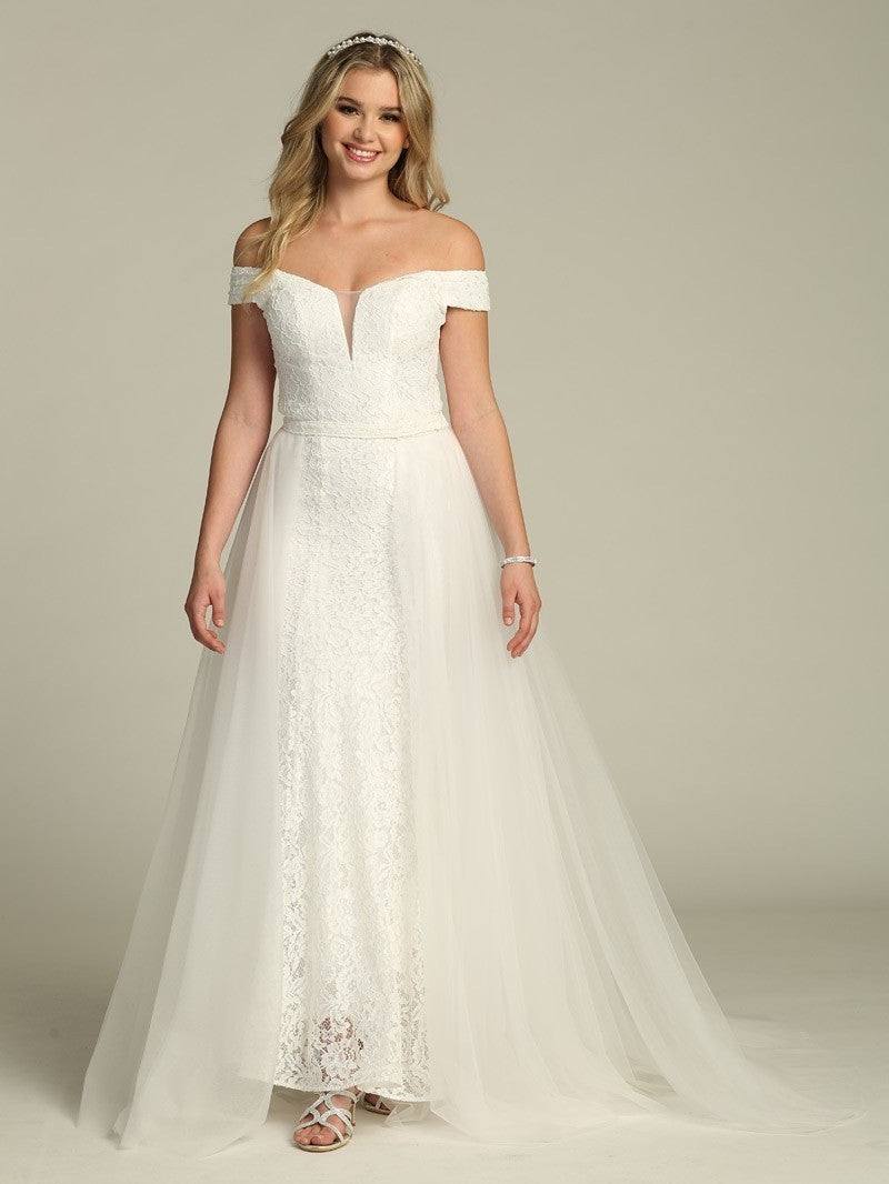 Stunning Off The Shoulder Sweetheart Detachable Mesh Skirt Wedding Gown