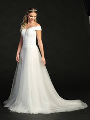 Stunning Off The Shoulder Sweetheart Detachable Mesh Skirt Wedding Gown