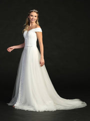 Stunning Off The Shoulder Sweetheart Detachable Mesh Skirt Wedding Gown