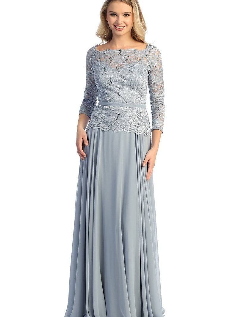 Romantic Long Sleeve Lace Gown Belted Empire Waist Formal Dress Red / M Romantic Long Sleeve Lace Gown Belted Empire Waist Formal Dress Red / M