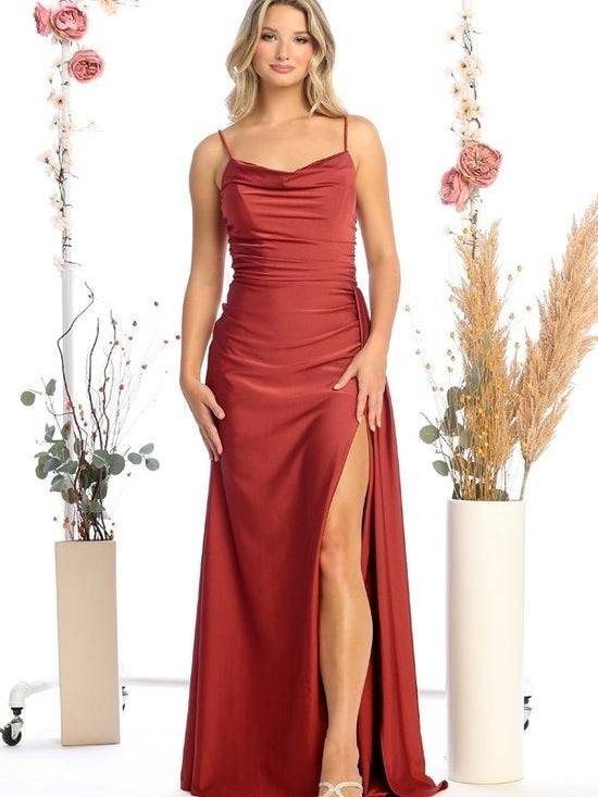 Stylish Spaghetti Strap Cowl Neck Formal Gown Evening Dress  La Estrellita  Fashion