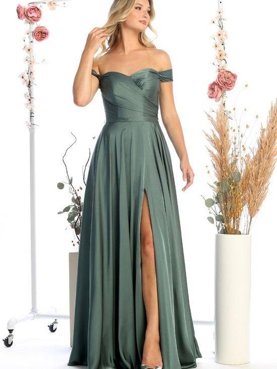Semi Sweetheart Off The Shoulder Offset Prom Dress Eucalyptus / L