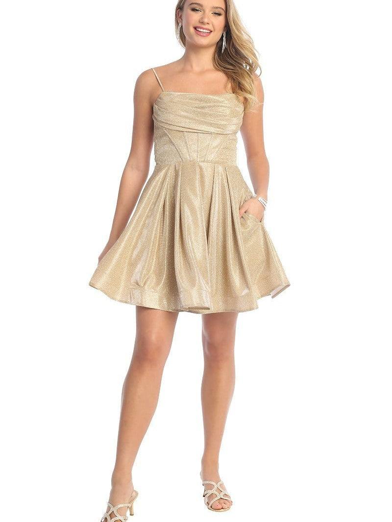 Sparkling Cowl Neckline Short Length Bridesmaid Dress Dusty Rose / XS