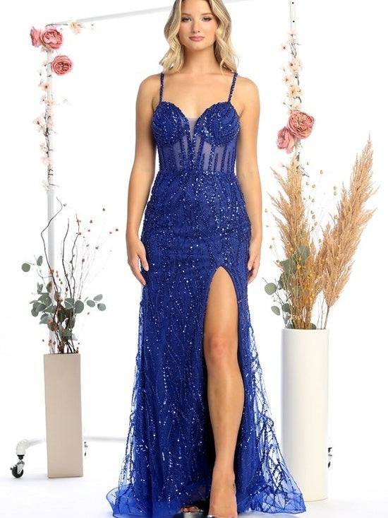 Long Bejeweled Tulle Fringe Sweetheart Offset Prom Dress La Estrellita Fashion Long Bejeweled Tulle Fringe Sweetheart Offset Prom Dress La Estrellita Fashion