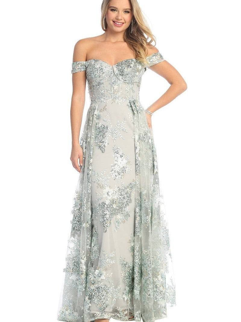 Off The Shoulder Floral Aesthetic Lace Full Length Prom Dress – La