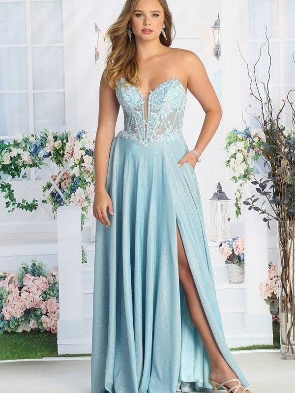 Lace Embellished Strapless Pleated Skirt Party Offset Prom Dress 2026 Ice Blue / 2XL Lace Embellished Strapless Pleated Skirt Party Offset Prom Dress 2026 Ice Blue / 2XL