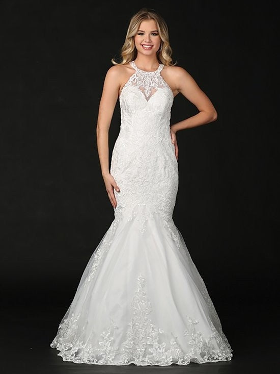 Exquisite V-Neck Lace Embroidery Elegant Train Wedding Dress  La  Estrellita Fashion