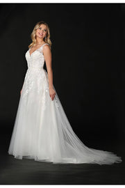 Stunning V-Neck Exquisite Embroidery Beading Wedding Dress