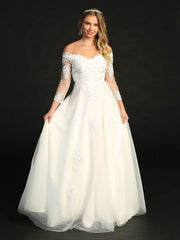 Elegant Off The Shoulder Lace Sequins Long Sleeves Wedding Dress