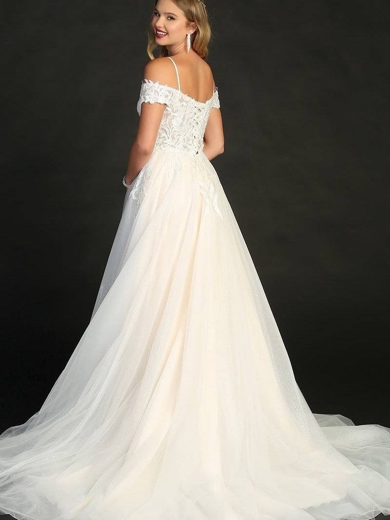 Elegant Off The Shoulder Design Long Train Corset Back Wedding Dress