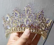 Elegant Gold Lavender Jeweled 15 Anos Quinceanera Crown