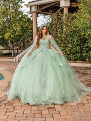 Embroidered Attachable Train Layered Sweetheart Quinceanera Ball Gown