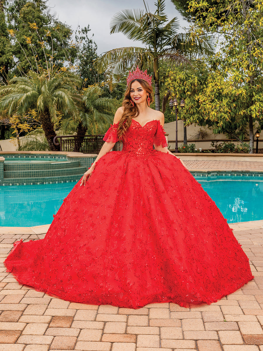 Sweetheart Off The Shoulder Embellished Long Train Quinceanera Ball Gown