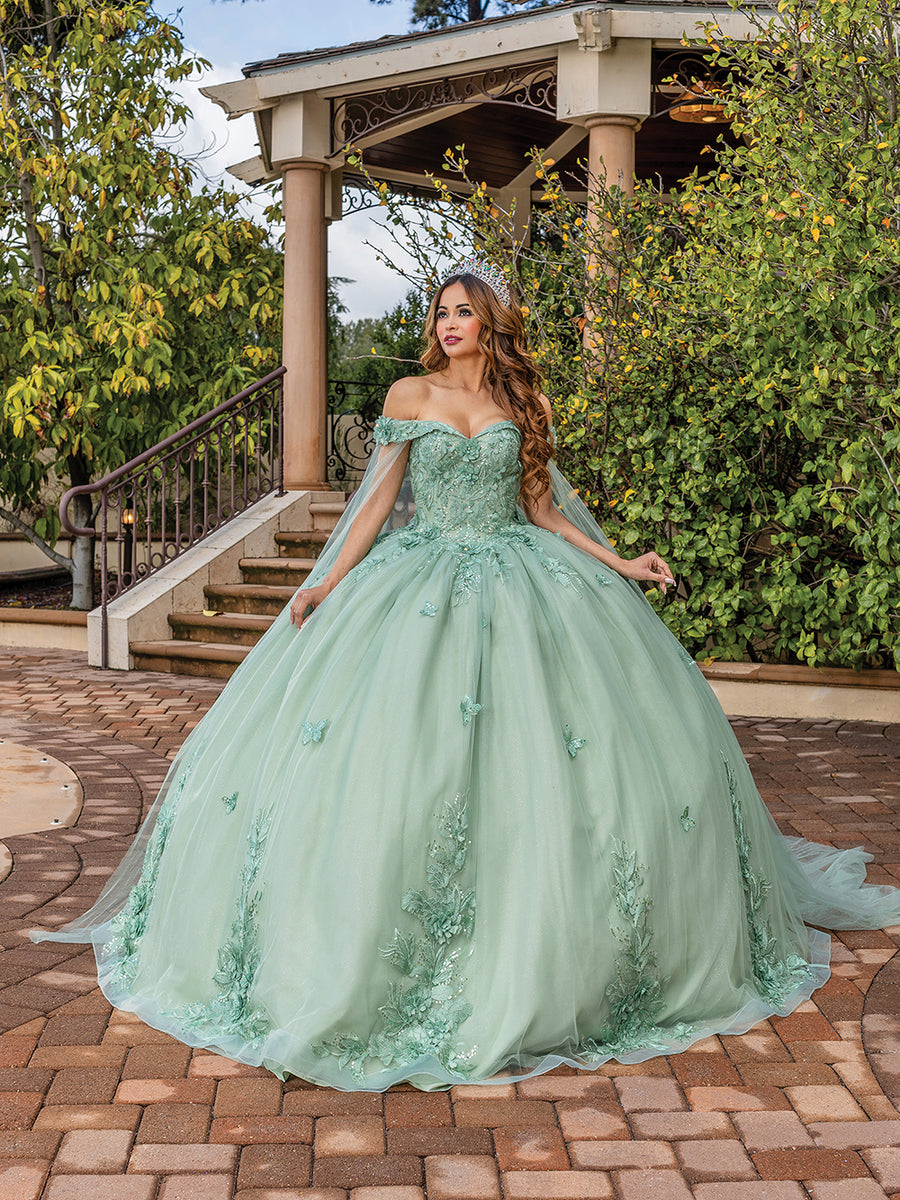 Embroidered Sweetheart Long Train Strapless Quinceanera Ball Gown