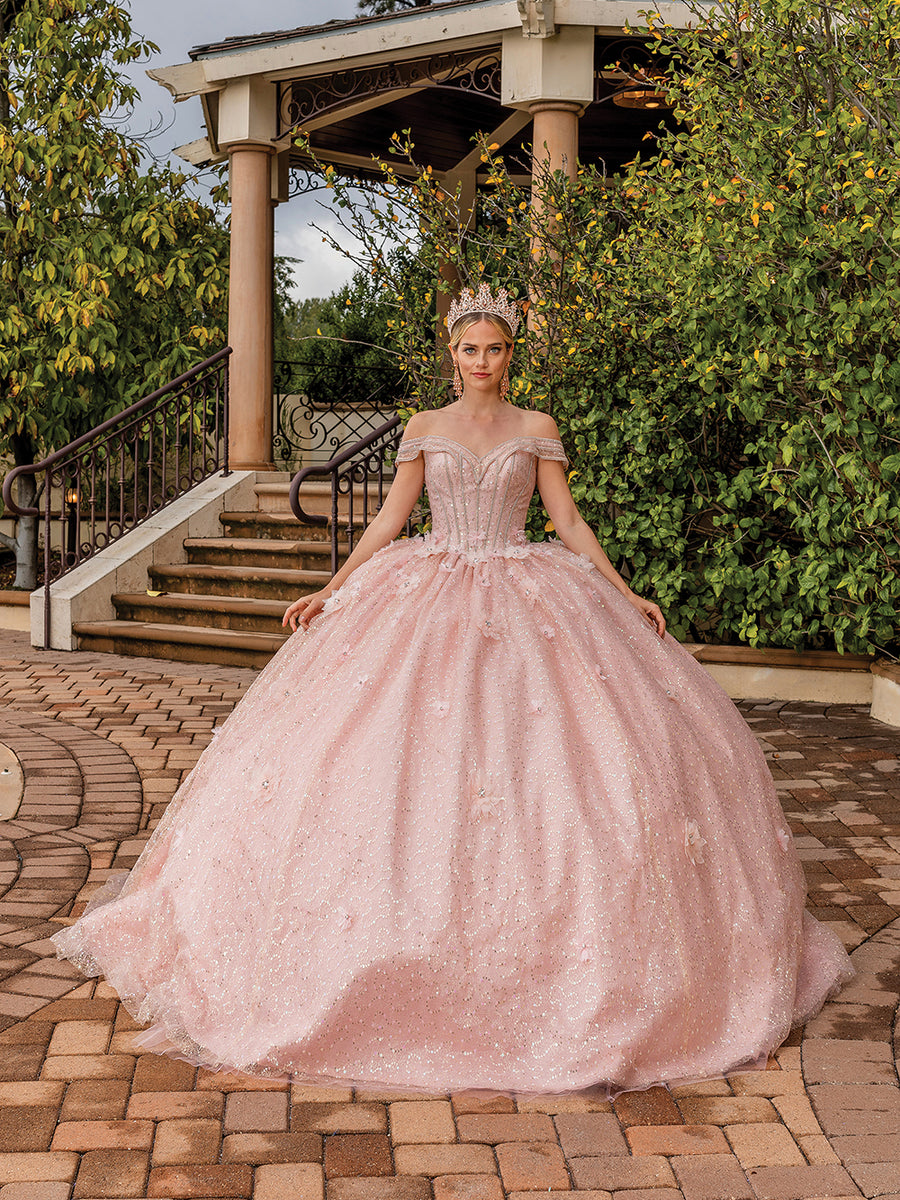 Rose Sweetheart Off The Shoulder Long Quinceanera Ball Gown