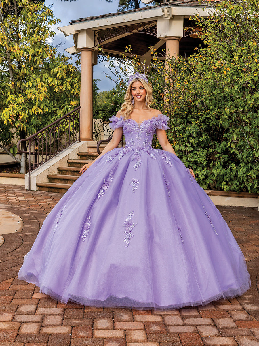 Lilac Off The Shoulder Sweetheart Plunging Quinceanera Ball Gown