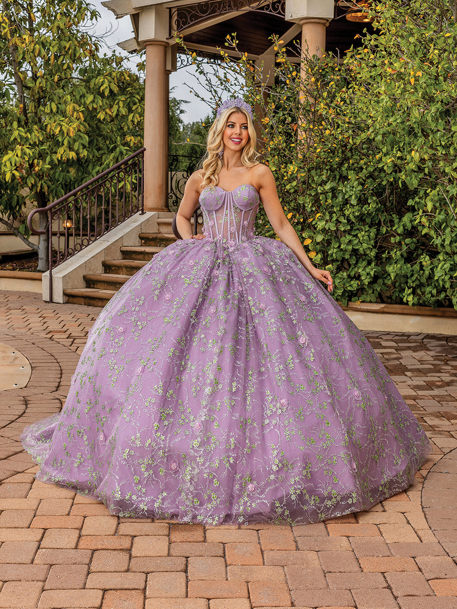 Charming Sweetheart Lilac Strapless Quinceanera Ball Gown
