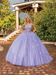 Butterfly Sweetheart Embellished Translucent Quinceanera Ball Gown
