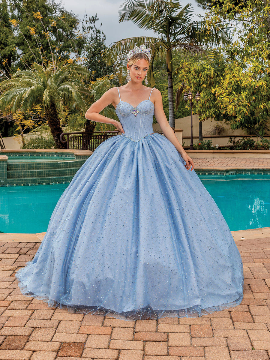 Classic Beaded Tulle Layered Sparkling Quinceanera Ball Gown