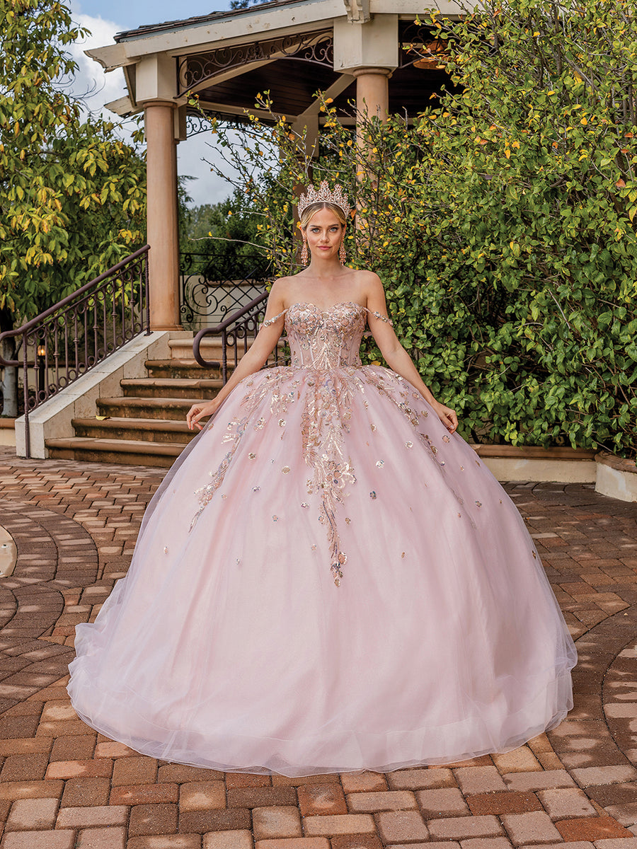 Tulle Dazzling Embellished Off The Shoulder Quinceanera Ball Gown
