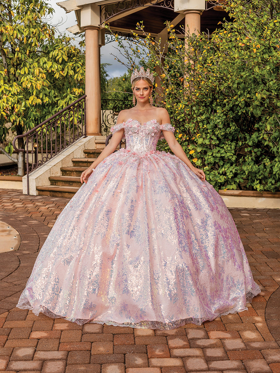 Shining Embroidered Off The Shoulder Sweetheart Quinceanera Ball Gown