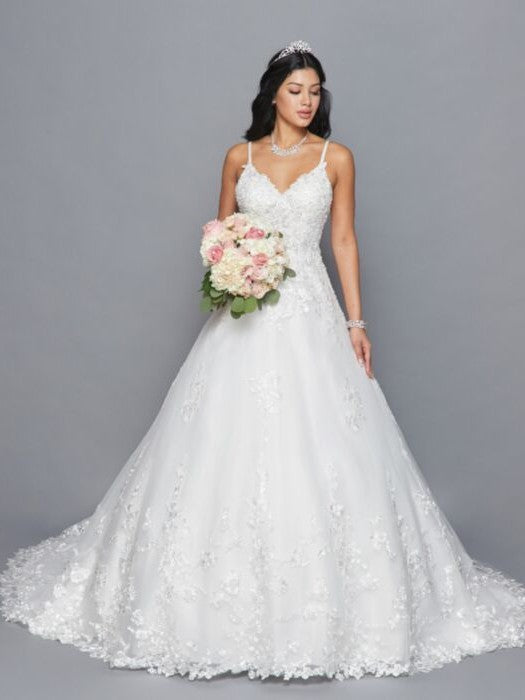 Elegant Spaghetti Strap V-Neck Beaded Embroidery A-Line Wedding Dress