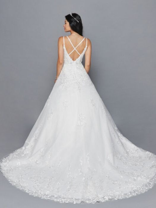 Elegant Spaghetti Strap V-Neck Beaded Embroidery A-Line Wedding Dress