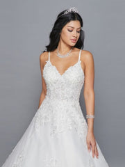 Elegant Spaghetti Strap V-Neck Beaded Embroidery A-Line Wedding Dress