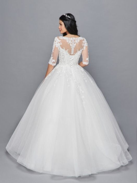 Stunning Ball Gown Beaded Lace Tulle Illusion Neckline Wedding Dress