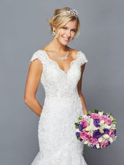 Exquisite Scalloped V-Neckline Illusion Panel Mermaid Style Wedding Dress