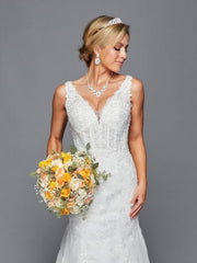 Elegant Deep V-Neckline Illusion Panels Beaded Tulle Sequin Applique Wedding Dress