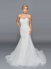 Stunning Strapless Sweetheart Neckline Mermaid Beaded Tulle Wedding Dress