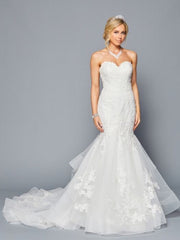 Stunning Strapless Sweetheart Neckline Mermaid Beaded Tulle Wedding Dress