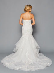 Stunning Strapless Sweetheart Neckline Mermaid Beaded Tulle Wedding Dress