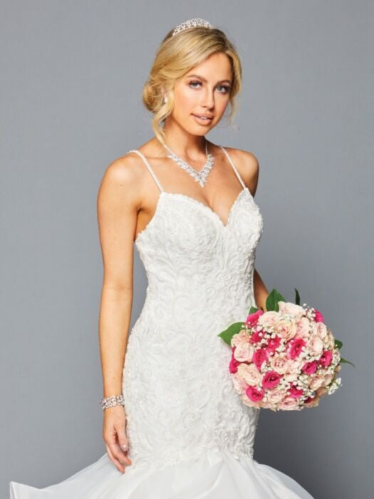 Stunning Mermaid Spaghetti Straps V-Neck Organza Ruffle Skirts Wedding Dress