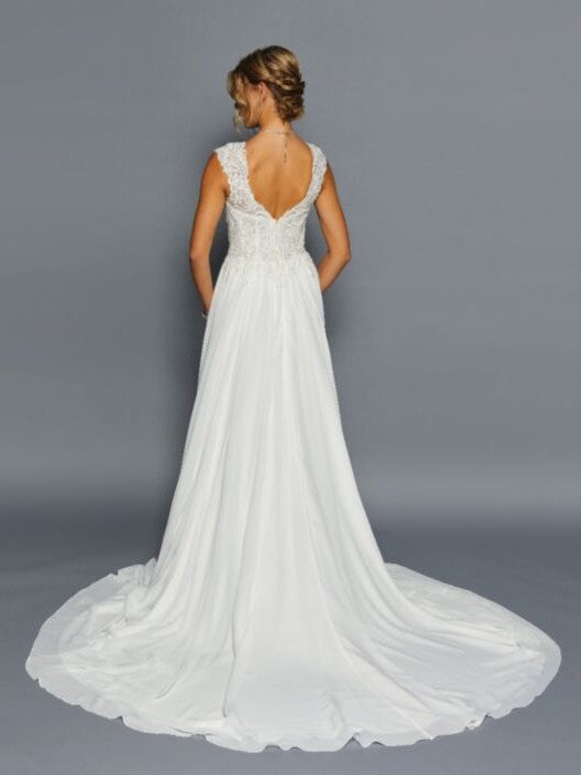 Elegant A-Line Scoop Neckline Cap Sleeves Lace Applique Court Train Wedding Dress