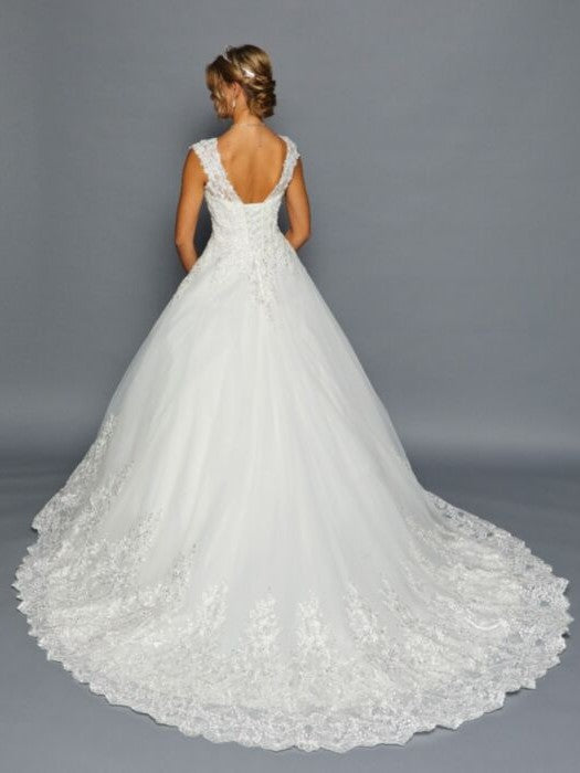 Elegant Scoop Neckline Beaded Lace A-Line Ballgown Wedding Dress