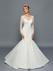 Stunning Mermaid Illusion Boat Neckline Long Sleeves Wedding Dress