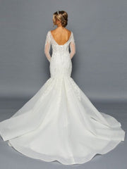 Stunning Mermaid Illusion Boat Neckline Long Sleeves Wedding Dress