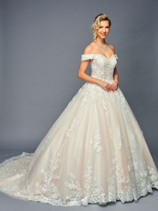 Off The Shoulder Sweetheart Neck Beaded Lace A-Line Ballgown Wedding Dress