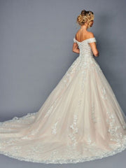 Off The Shoulder Sweetheart Neck Beaded Lace A-Line Ballgown Wedding Dress