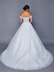 Off The Shoulder Sweetheart Neck Beaded Lace A-Line Ballgown Wedding Dress