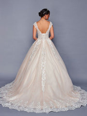 Exquisite Illusion Boat Neckline Cap Sleeves Beaded Lace Wedding Dress